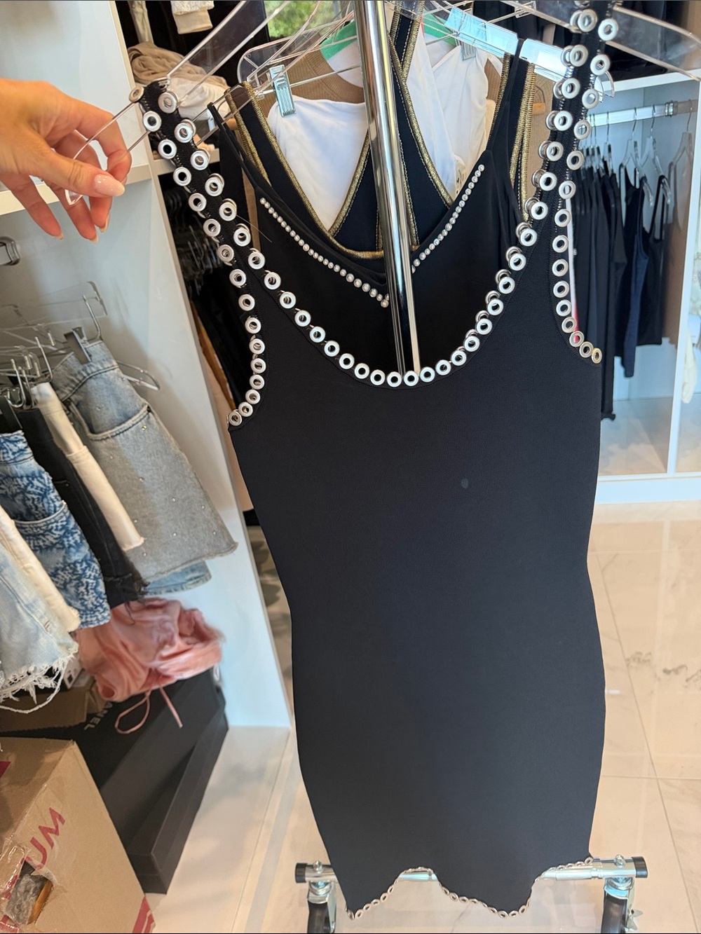 Alexander Wang Black Eyelet-Trim Mini Dress